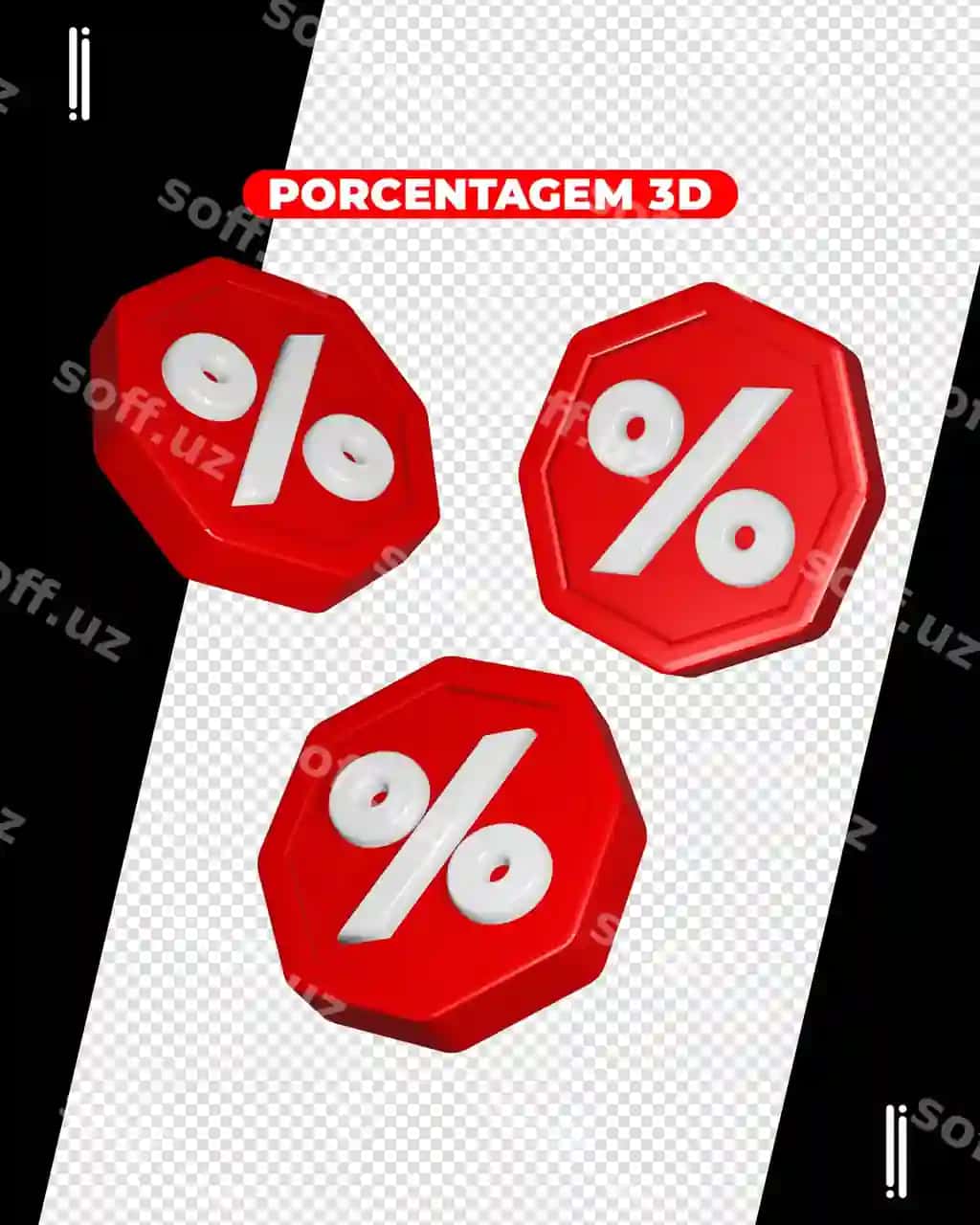Psd foiz 3d render shaffof fonda | Psd percent 3d render transparent background