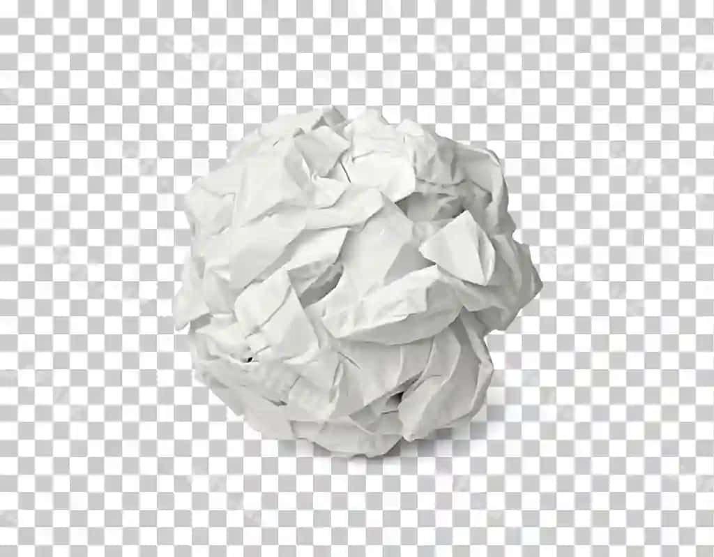 Cho'kilgan qog'oz to'pi izolyatsiya qilingan shaffof fon png psd | Crumbled paper ball isolated transparent background png psd