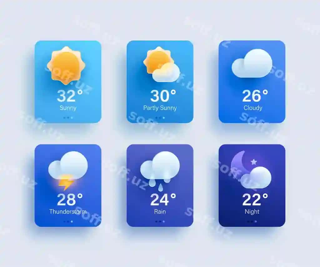 3D ob-havo prognozi ikon to'plami | 3d weather forecast icon set