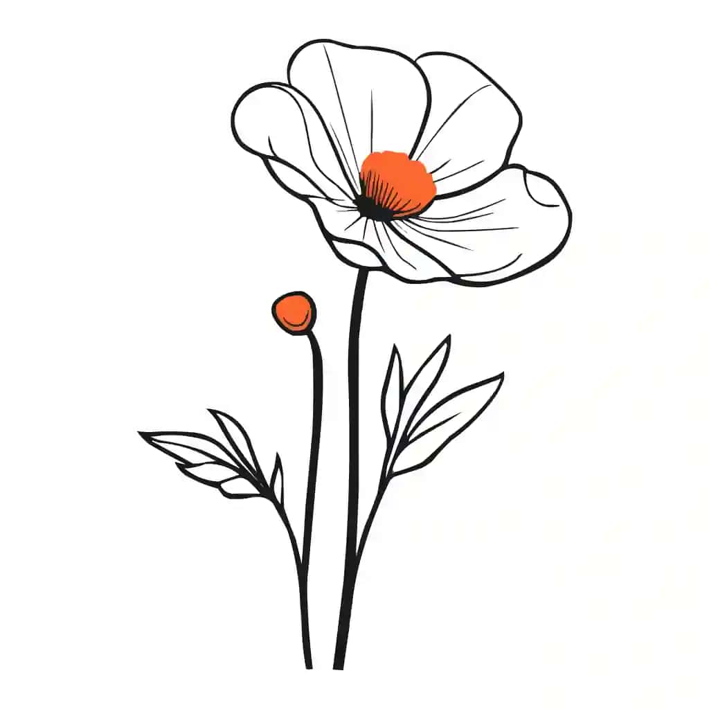 Apelsin markazi bilan vektor oddiy chizilgan gul | Vector simple drawing flower with orange center