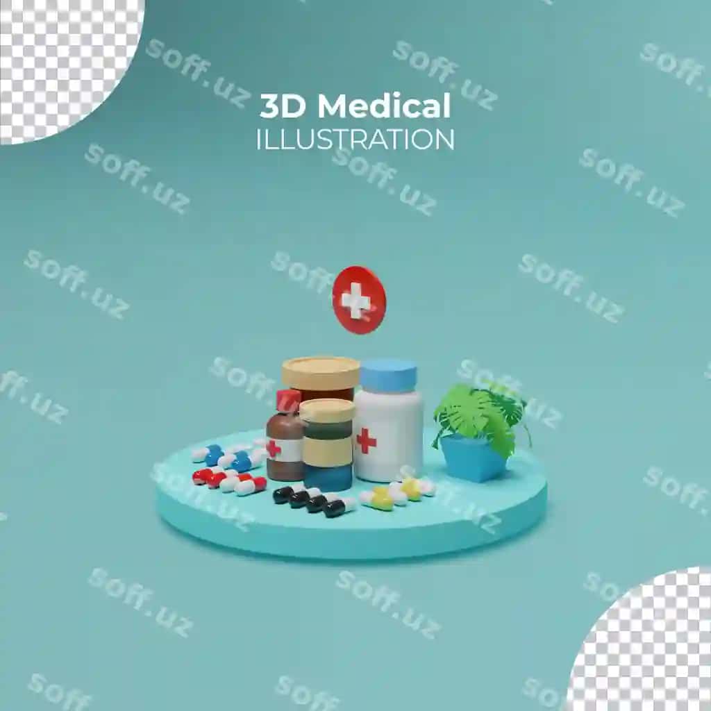 Izometrik tibbiy asbob-uskunalar 3D multfilm uslubi | Isometric medical equipment 3d cartoon style