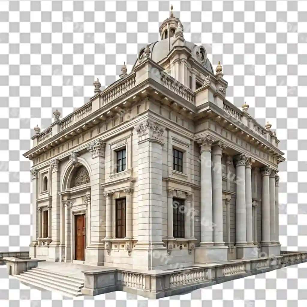 Klassik tosh bino izolyatsiya qilingan shaffof fon | Classic stone building isolated transparent background