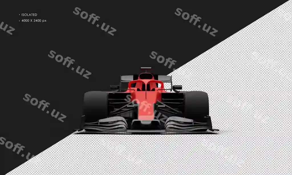 Izolyatsiya qilingan haqiqiy yorqin metall qizil tezlikda poyga sport avtomobili | Isolated realistic shiny metalic red speed racing sport car from