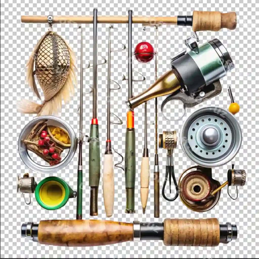 Balıq tutish shinaları hobi sport jihozlari tutadi ajraltirilgan oq fonda | Fishing rods catch hobby sport equipment isolated white background
