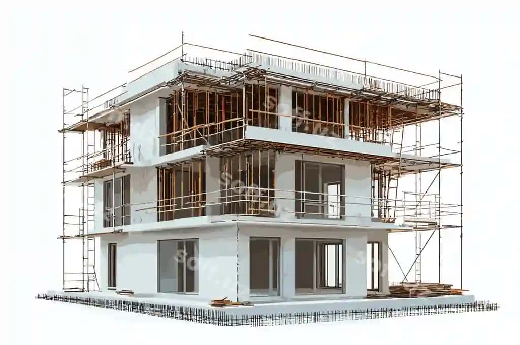 Qurilish qurilishiga texnik xizmat ko'rsatish 3D rasm | Construction build maintenance 3d illustration