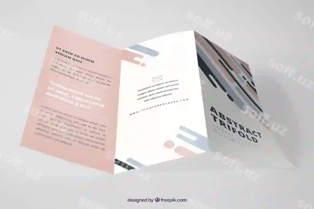 Professional uch qavatli broshyura maketi | Professional trifold brochure mockup
