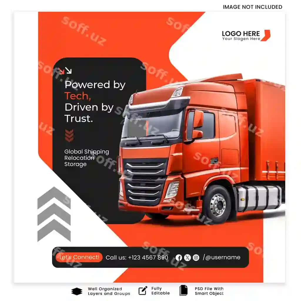 Zamonaviy logistik transport ijtimoiy media posti Instagram shabloni | Modern logistic transportation social media post instagram template