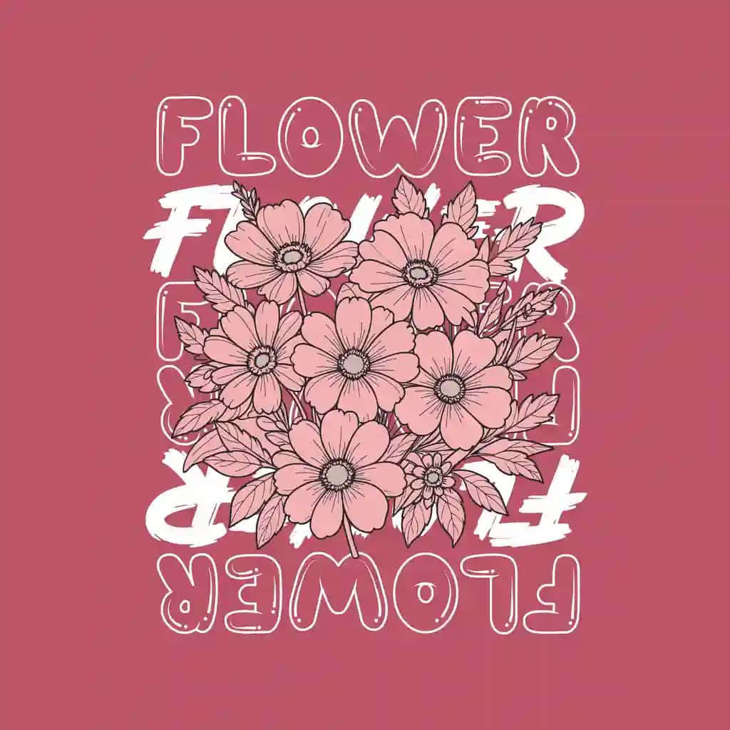 "Gulla, bu" yozuvi tushirilgan pushti gul | Pink flower with words flower it