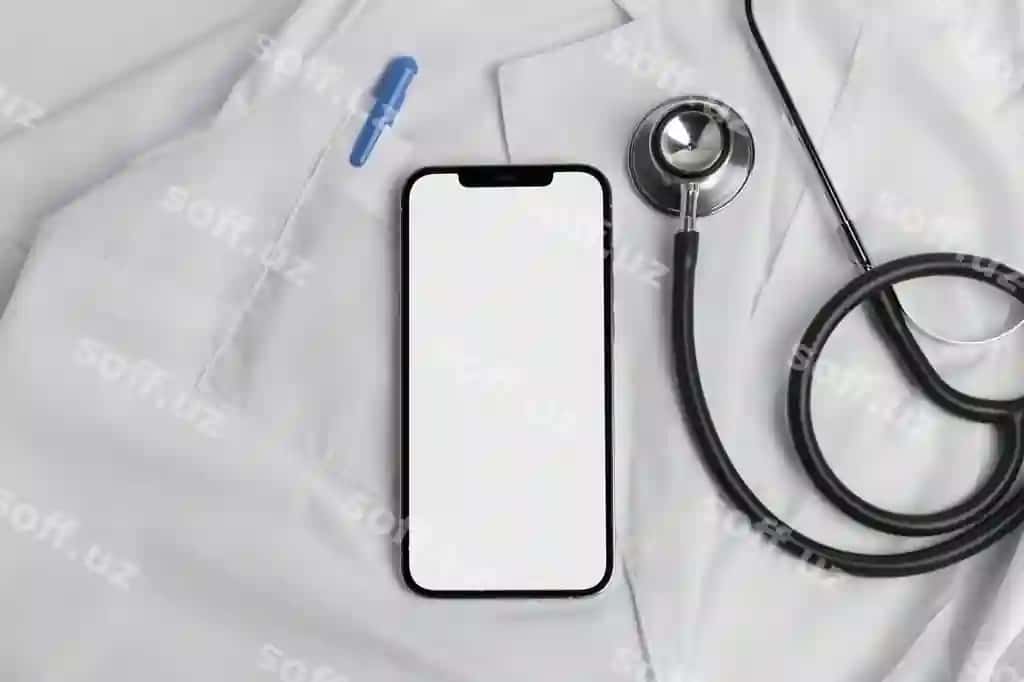 Sog'liqni saqlash ilovasi telefon ekrani maketi | Health app phone screen mockup