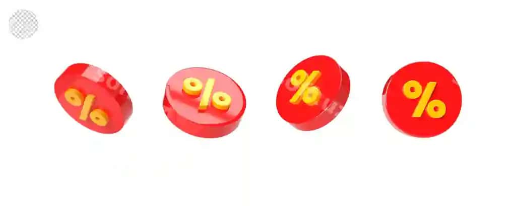 Coin foiz 3d render shaffof orqa fon | Coin percent 3d render transparent background