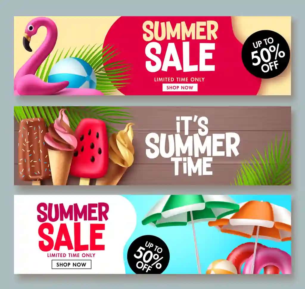 Yozgi sotuvlar vektorli banner dizayni yozgi reklama flayerining maxsus to'plami | Summer sale vector banner design summer promotion flyer set special