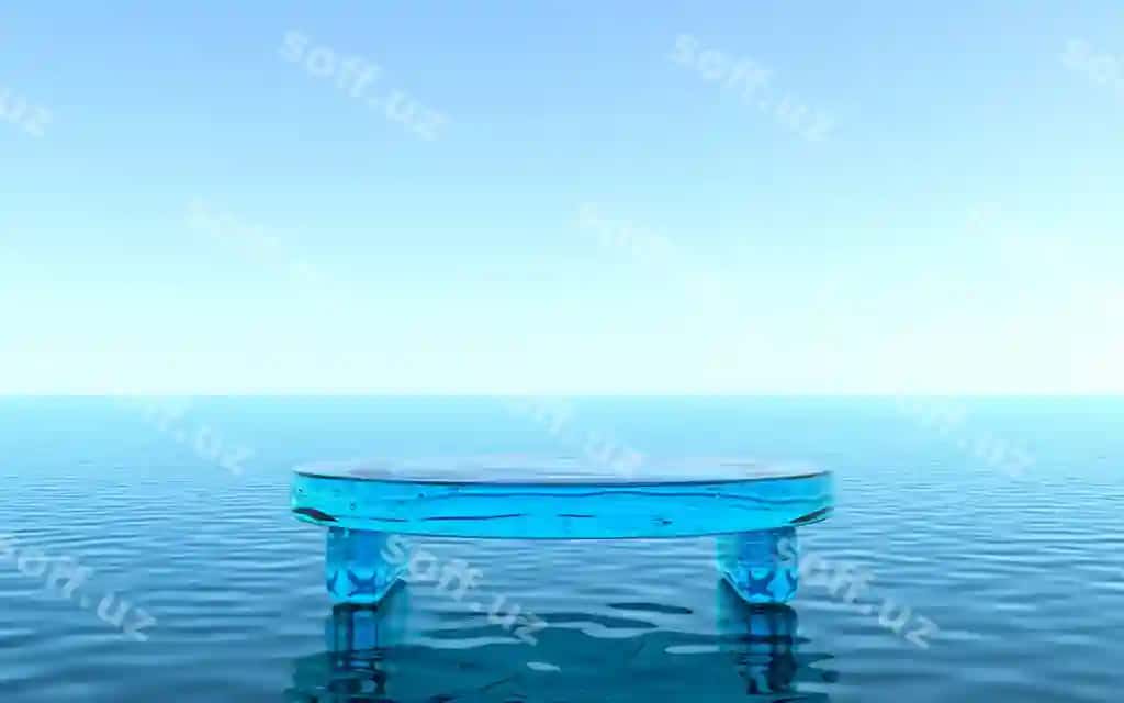 Su podyvali mahsulot namoyishi su viqli pol su aks ettirish bilan 3d render | Water pedestal product display liquid floor with reflection water 3d rendering