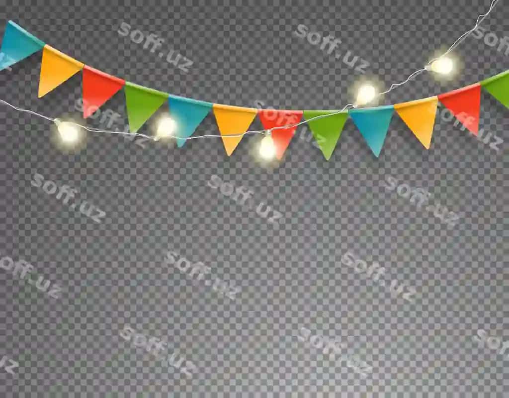 Yengil bayroqli gulchambarlar shaffof izolyatsiyalangan | Light flag garlands isolated transparent