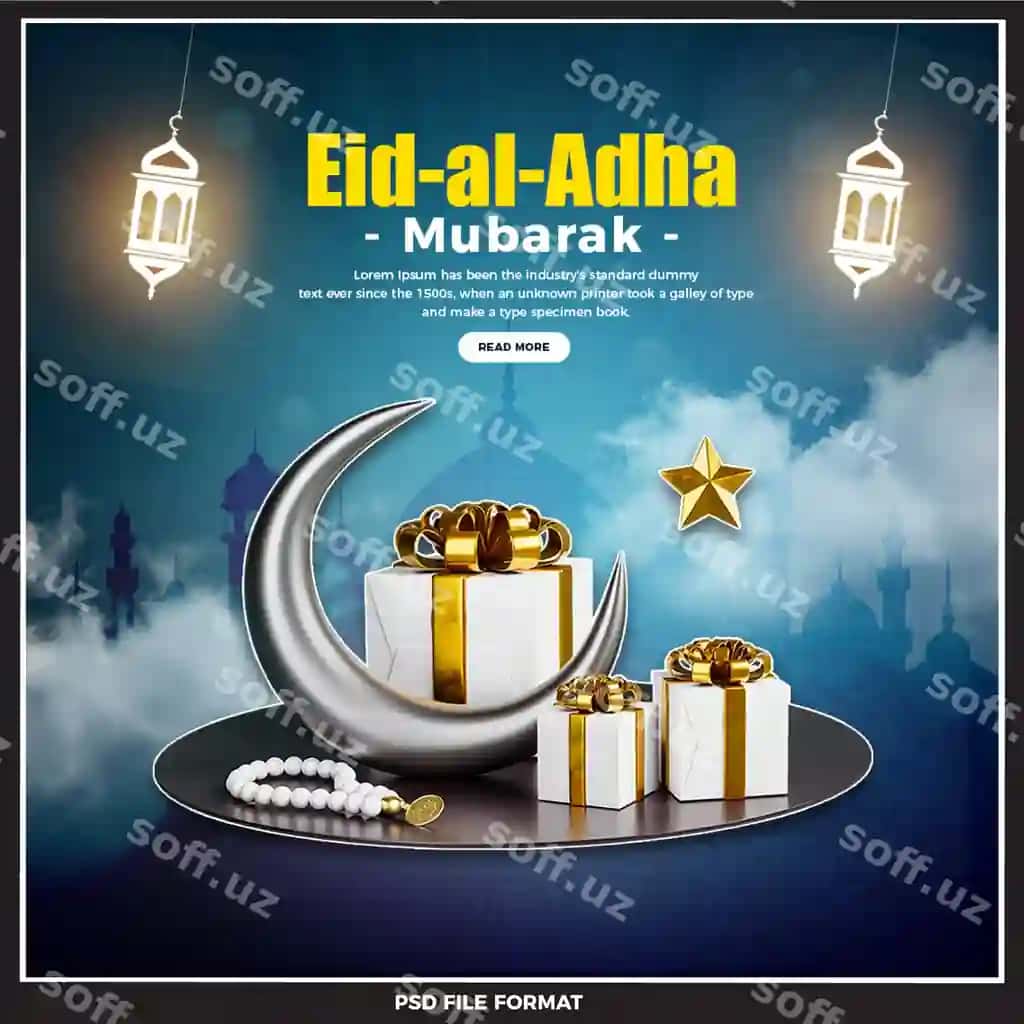 Qurbon hayiti muborak islomiy bayram ijtimoiy tarmoq banneri instagram | Eid al adha mubarak islamic festival social media banner instagram