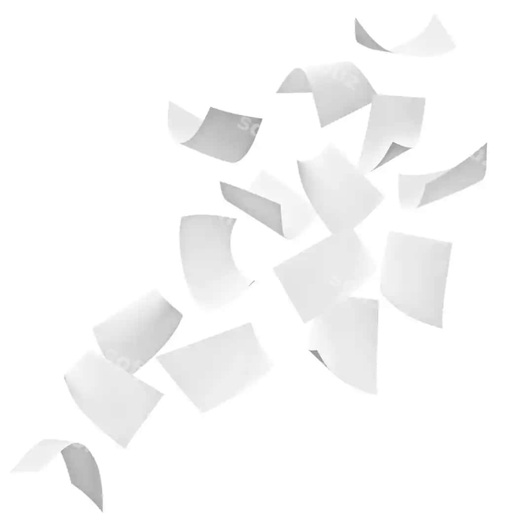 Oq fonda uchib yuruvchi qog'ozlarni yaqindan ko'rish | Close up flying papers white background