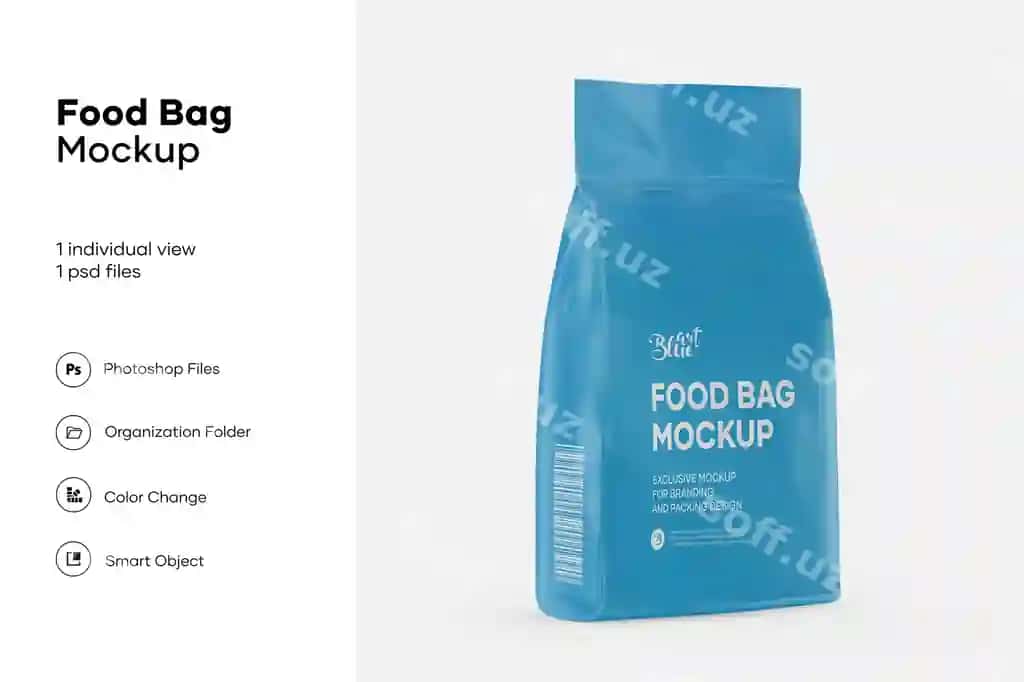 Mat ovqat po'ch namunasi | Matte food bag mockup