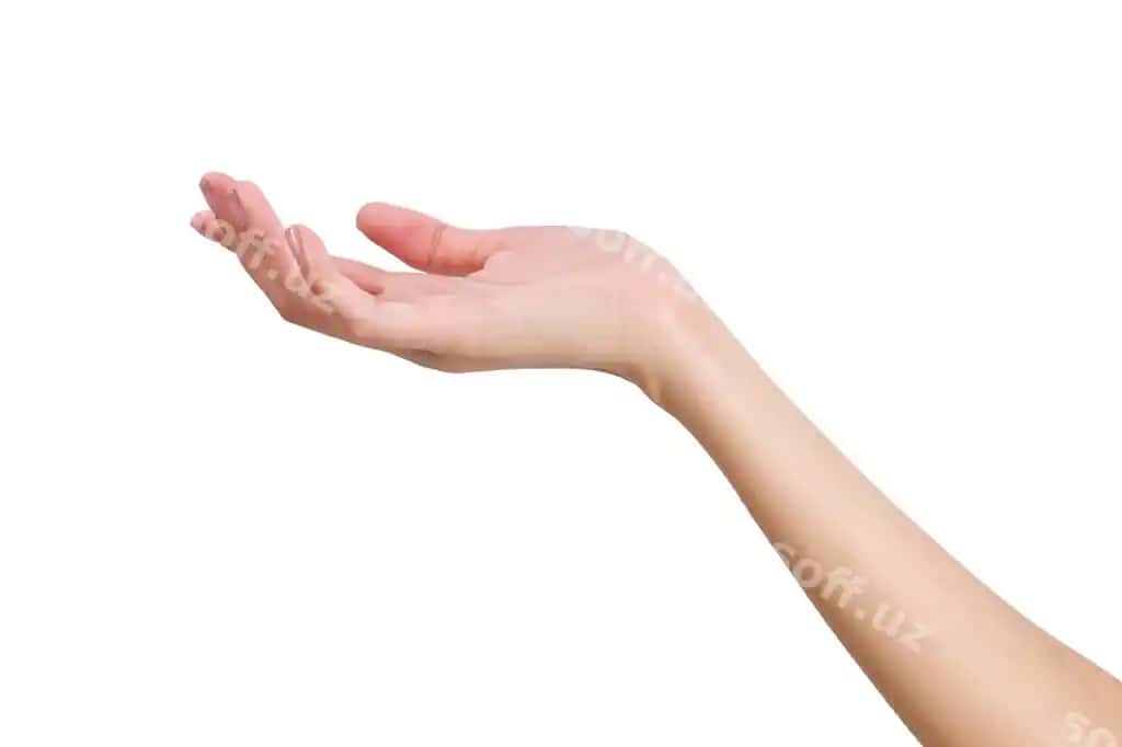 Ayol bo'sh qo'l oldingi tomoni bilan ajraltirilgan oq | Woman empty hand holding with front hand side isolated white