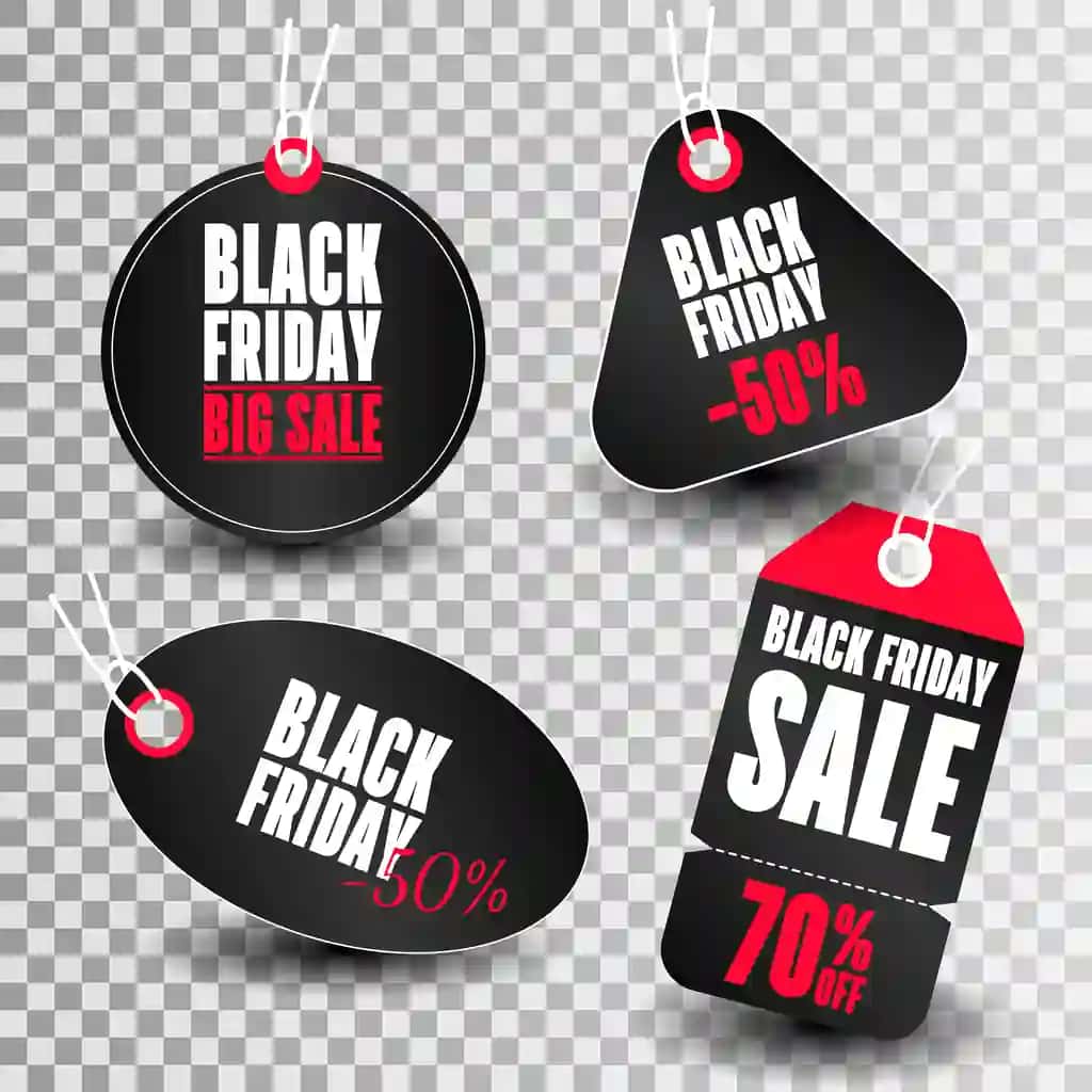 Black Friday matni bilan savdo teglarini o'rnating | Set sale tags with text black friday