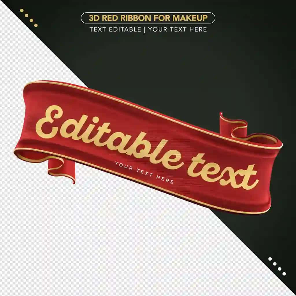 Tahrirlanadigan matn kompozitsiyasi maketi bilan 3D lenta | 3d ribbon with editable text composition mockup
