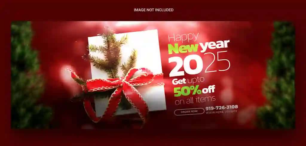 Yangi 2025 yil bayrami bilan facebook muqovasi posti dizayni banneri | Happy new year 2025 celebration facebook cover post design banner