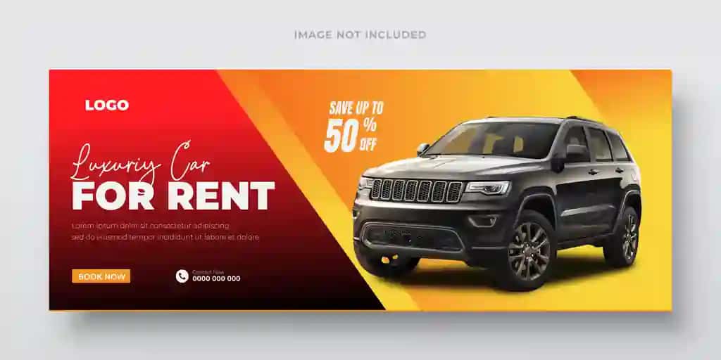 Avtomobil veb-banner shablonlari gorizontal ijtimoiy media Facebook instagram | Car web banner template horizontal social media facebook instagram