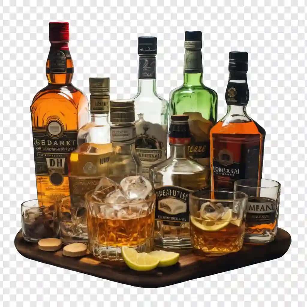 Distillangan ichimliklar, oq fon multfilmi bilan ajratilgan png | Distilled drinks isolated style png with white background cartoon