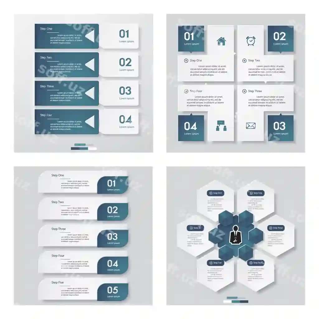 4-to'plam ko'k rangli dizayn shabloni | Collection 4 blue color design template