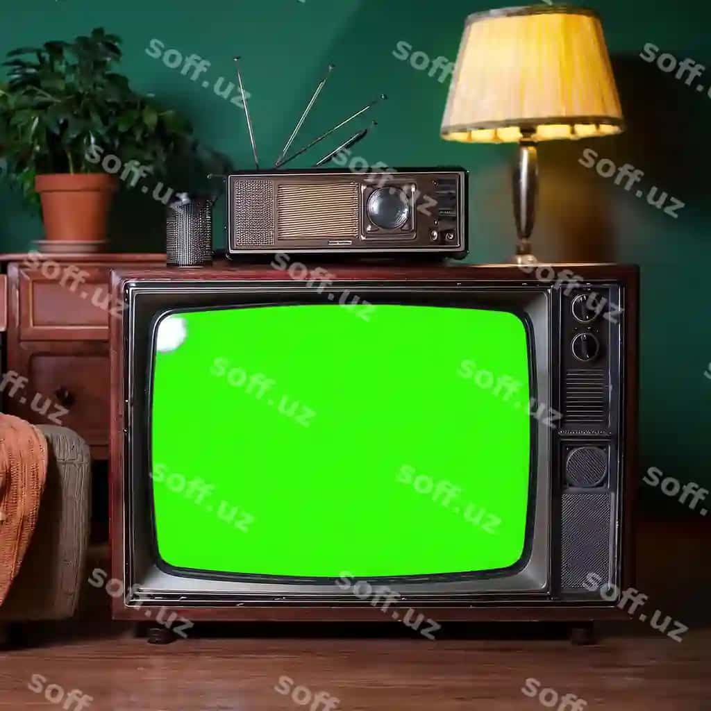 Yashil ekranli soxta rangli ekranli televizor to‘plami, nostaljik yashash xonasi. | Footage dated tv set with green screen mock up chroma key template display nostalgic living room