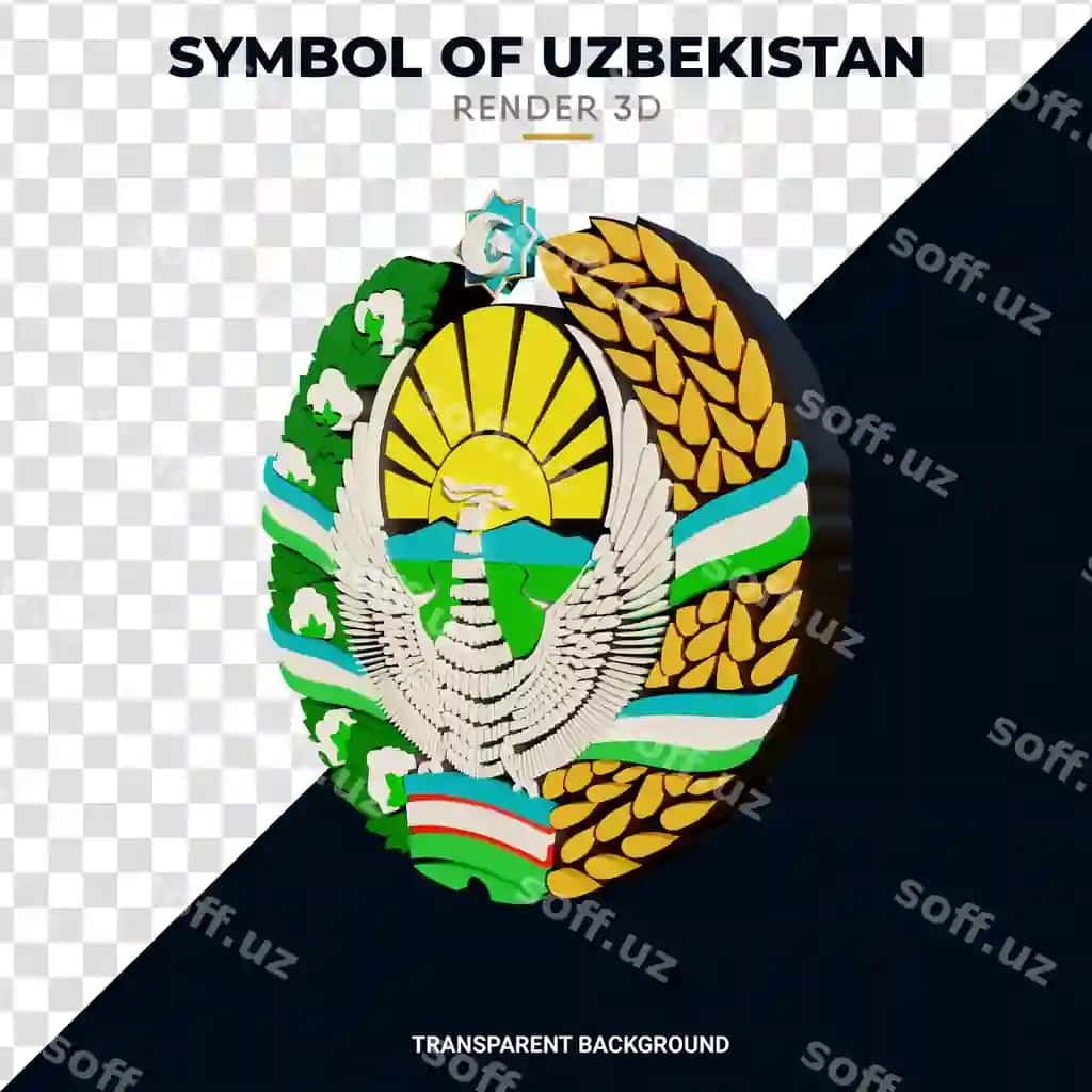 Geroy O'zbekiston 3D realistik render baland sifat | Emblem uzbekistan 3d realistic render high quality