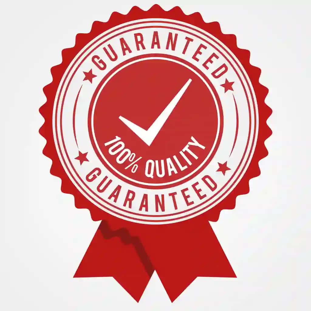 100 foiz sifat kafolati belgisi bilan qizil rangli lenta | 100 percent quality guarantee ribbon red shade with tick mark