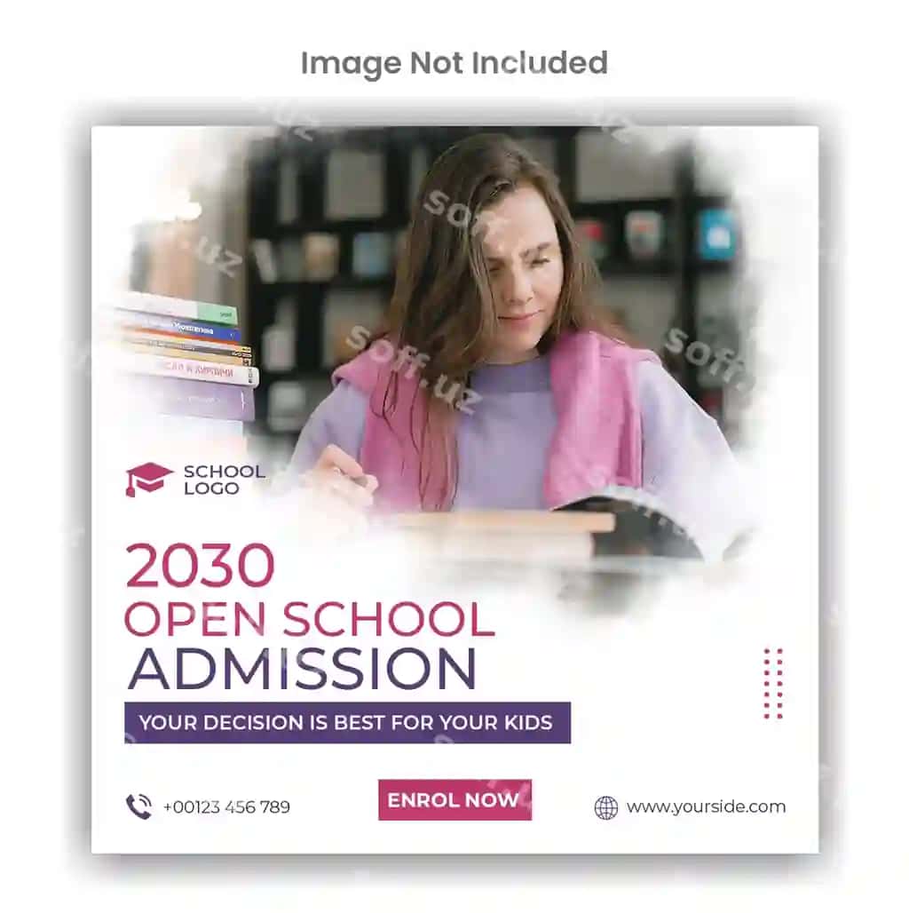 Maktabga qabul qilish instagram ijtimoiy media shablon dizayni | School admission instagram social media template design