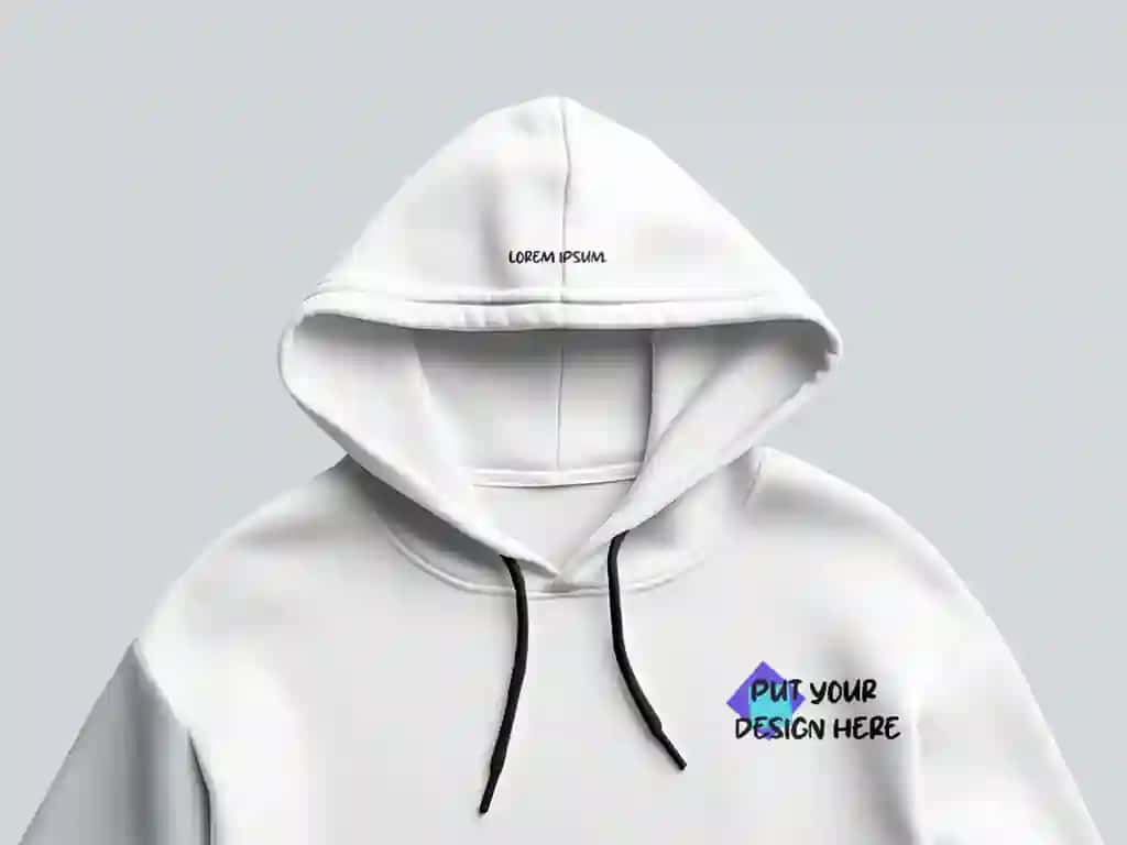 Mockup psd oq qalpoqli maketi sozlanishi logotip maydoniga ega | Mockup psd white hoodie mockup with customizable logo space