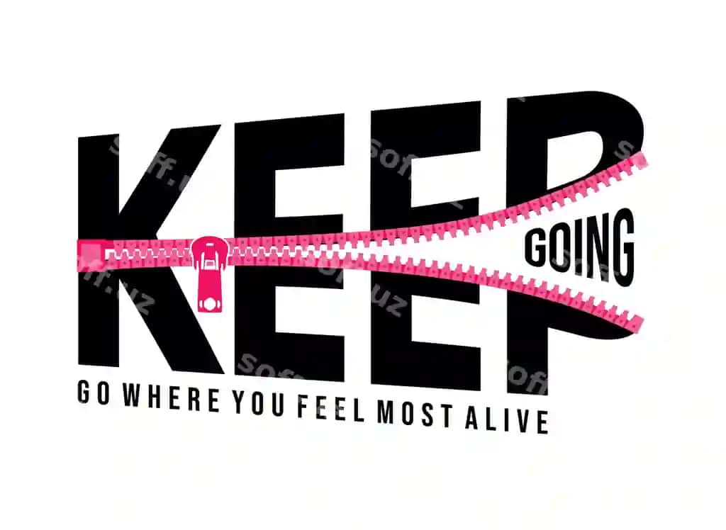 Yozuvni davom ettiring, tipografiya dizayni, t-shirt tayyor, bosma, premium vektor | Keep going typography design t shirt ready print premium vector