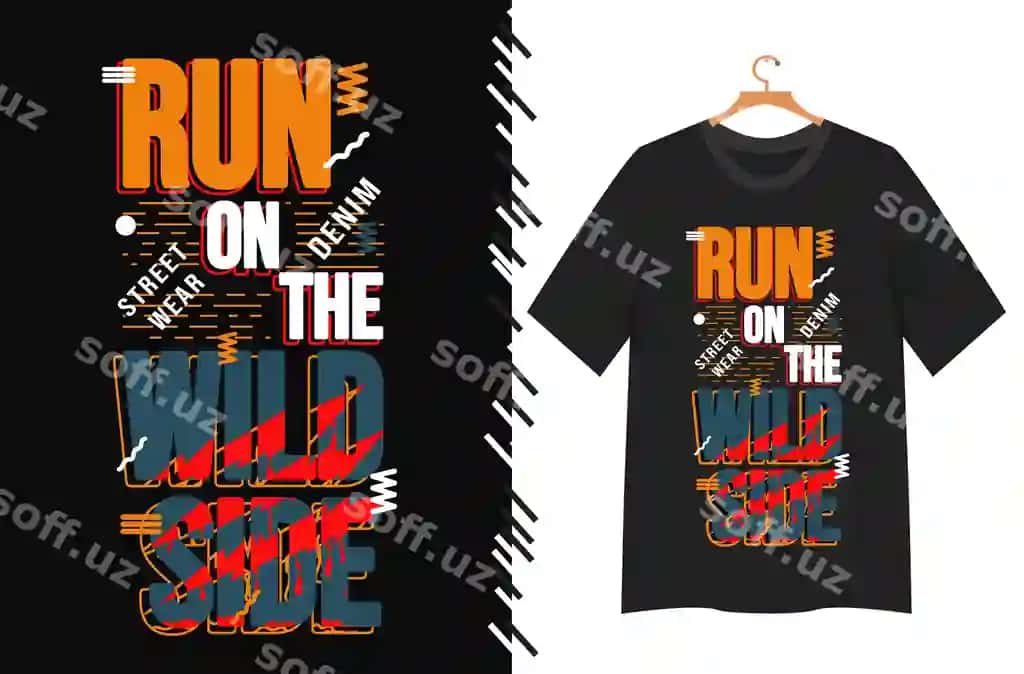 Run wild side tipografiyasi | Run wild side typography