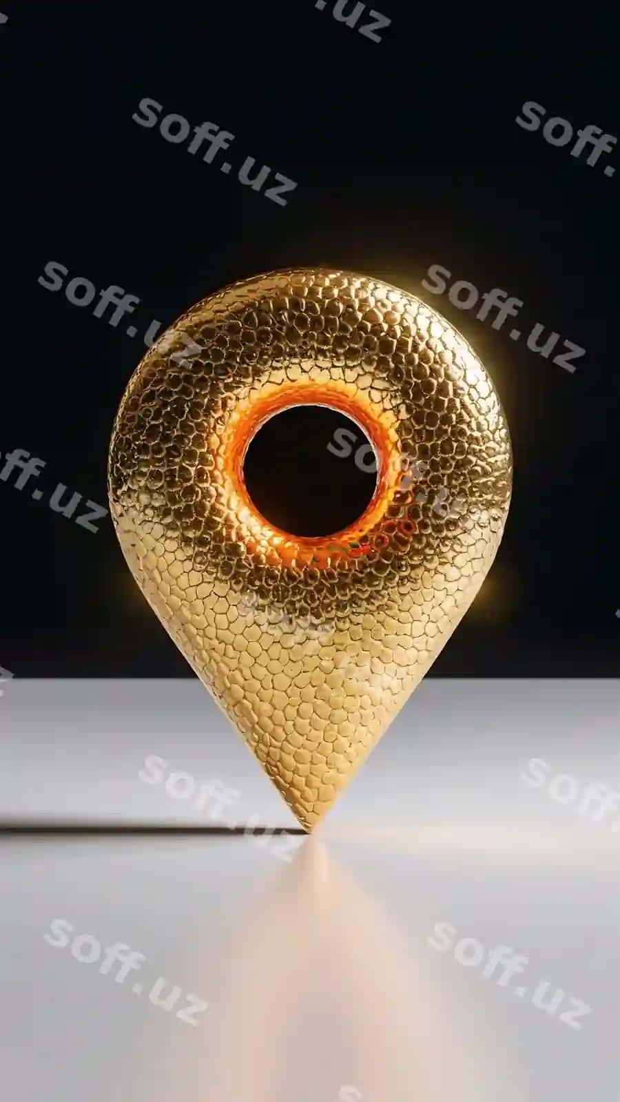 Ajratish oltin joylashuv pini oq fonda veb joylashuv nuqtai ko'rsatkichi 3D render orqali | Isolate golden location pin white background web location point pointer by 3d render