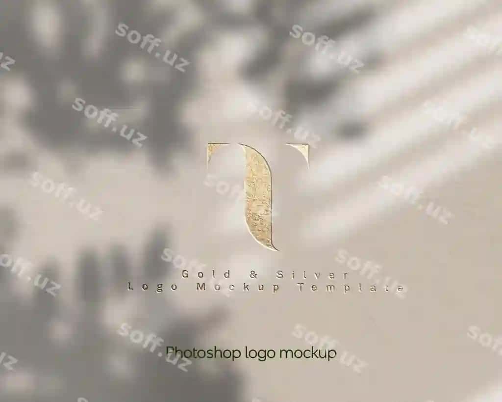 Oq devor oltin kumtir logo namuna shabloni | White wall gold silver logo mockup template