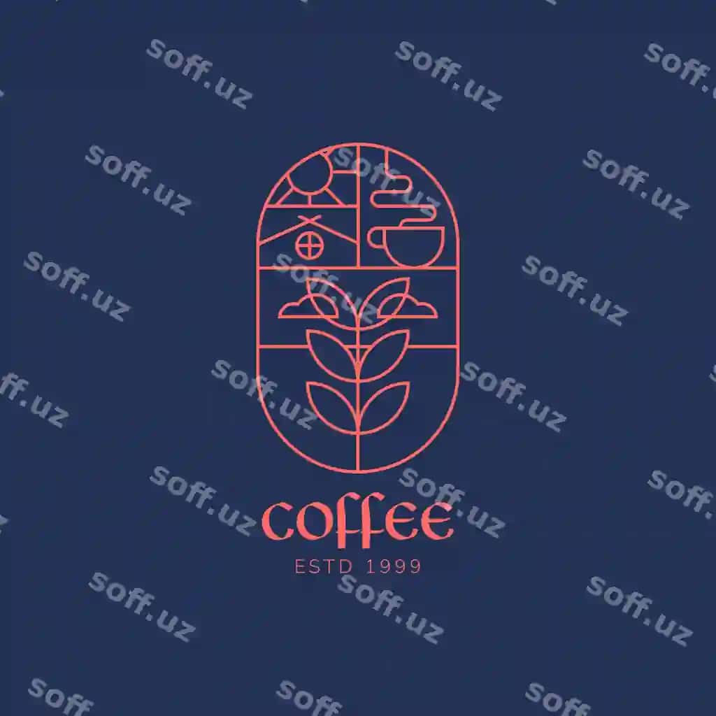 Minimalistik chiziq kofe do'kon logotipi mug va quyosh oynasi illustratsiyasi bilan | Minimalist line coffee shop logo with mug sun roof illustration