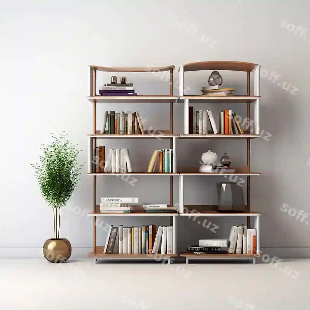 Oq kitob raftasi kitoblar bilan oq fonda | White book shelf with books it white background
