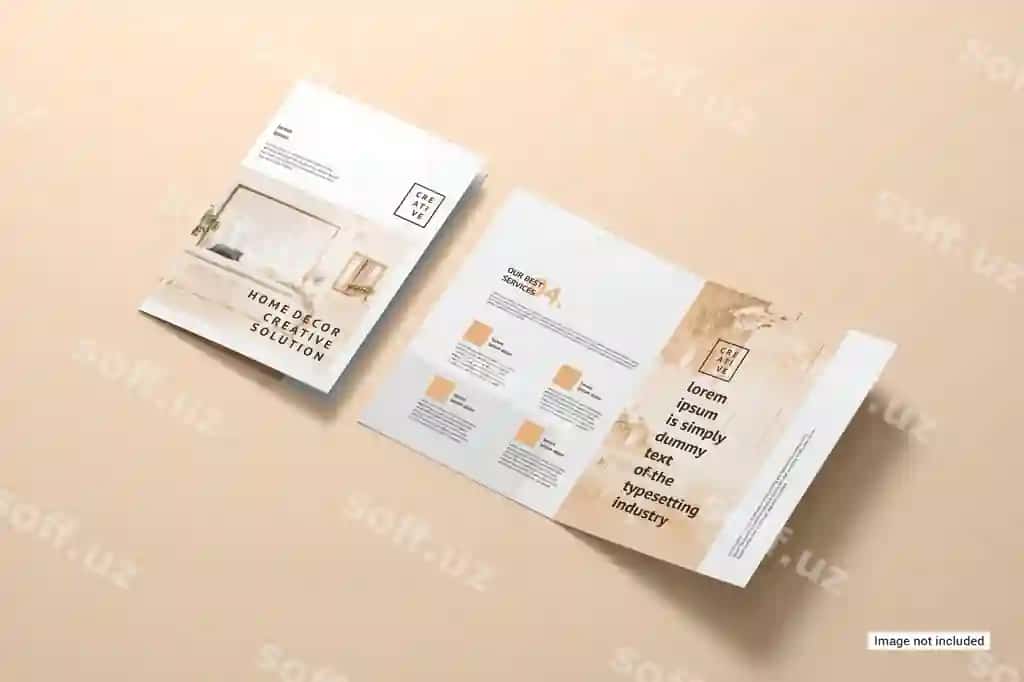 Ikki qatlamli broshyurani prototipi | Bifold brochure mockup