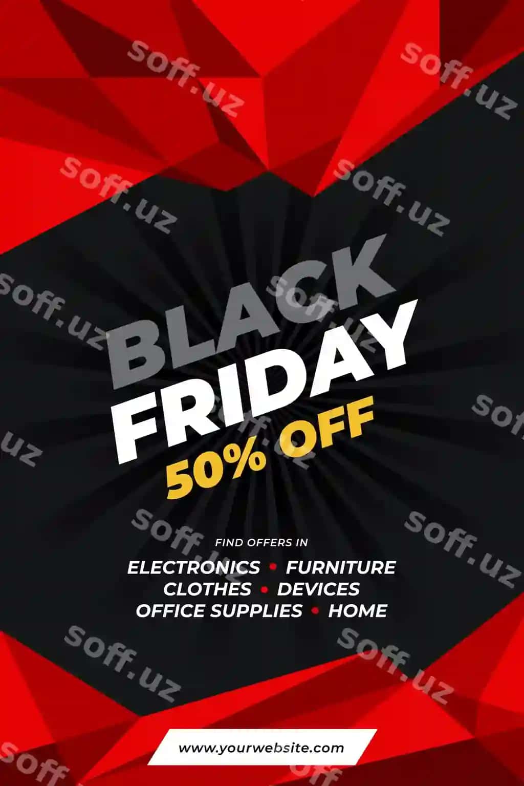 Tekis Qora Juma poyezri ijtimoiy media posti shabloni | Flat black friday poster social media post template