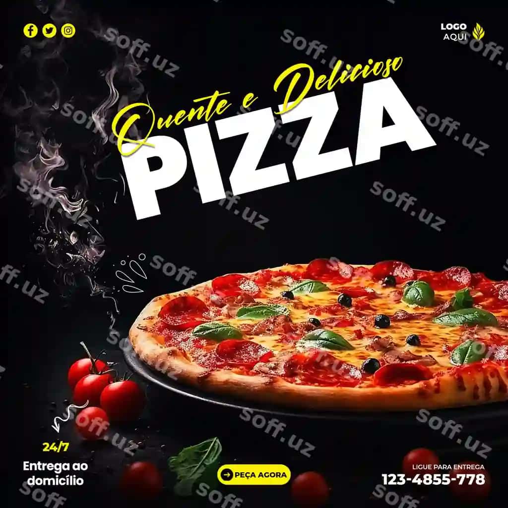 Pizza ijtimoiy media post dizayn PSD shabloni | Pizza social media post design psd template