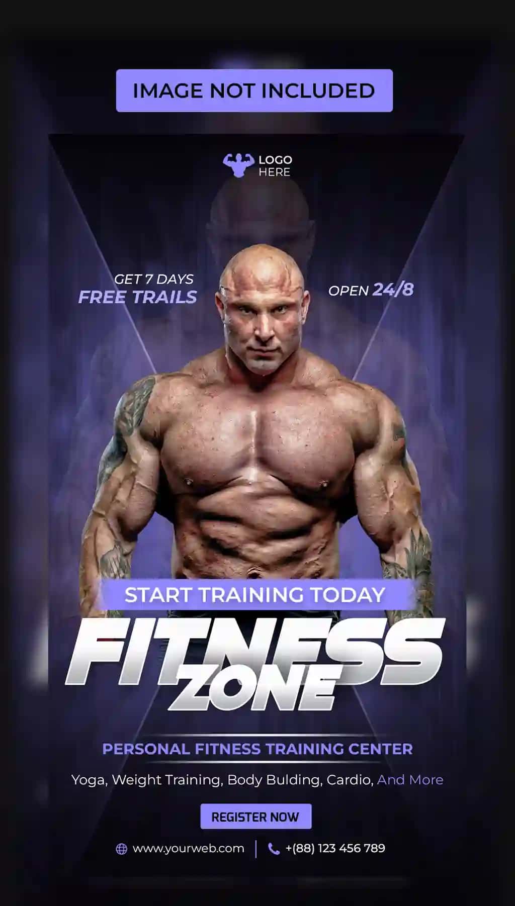 Fitness mashqlari zonasi varaqasi instagram hikoyasi shabloni | Fitness workout zone flyer instagram story template