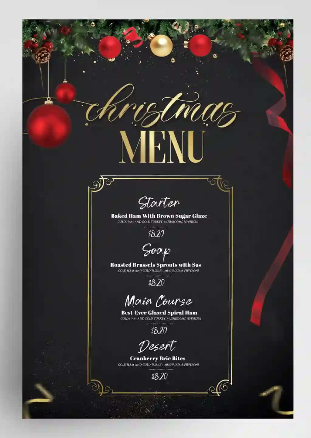 Rojdestvo maxsus menyu varaqasi | Christmas special menu flyer