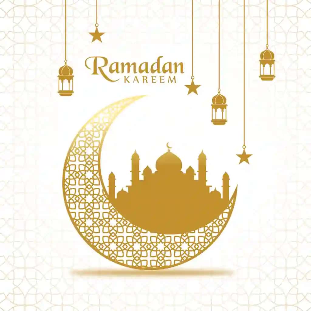 Ramazon kareem dekorativ oy masjidini tabriklash premium vektori | Elegant ramadan kareem decorative moon mosque greeting premium vector
