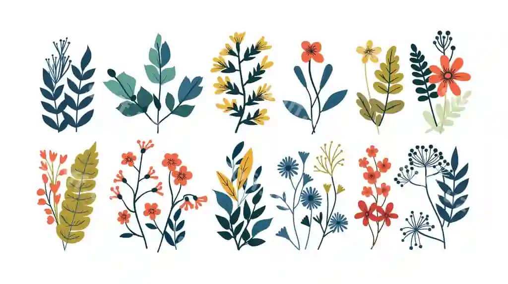 Gullar to'plami turlari vektorli illyustratsiya | Collection types flower bunches vector illustration