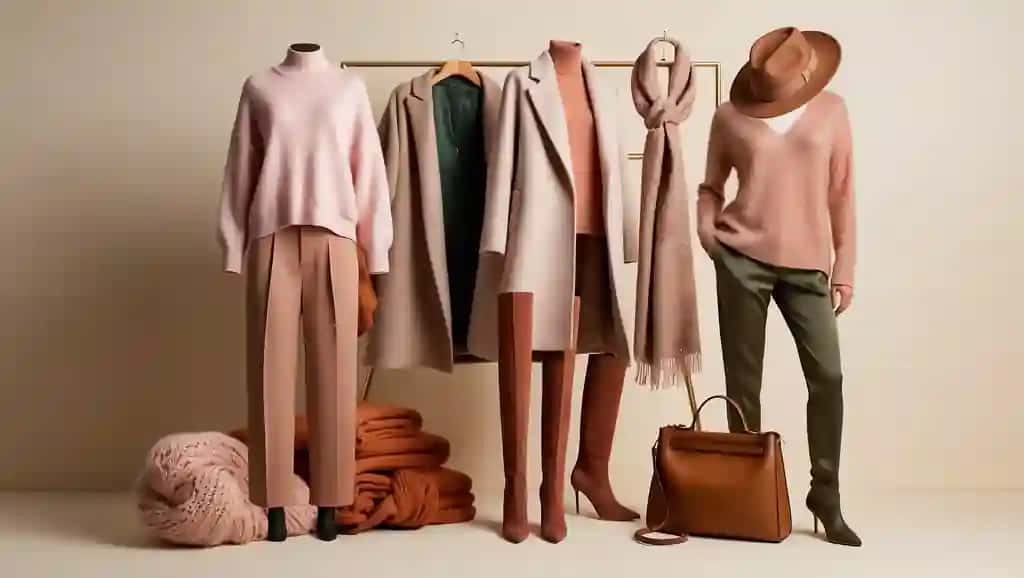 Kollaj moda zamonaviy ayollar kuz kiyimi kozok poyabzal sharf | Collage fashionable stylish womens autumn clothes sweater shoes scarf