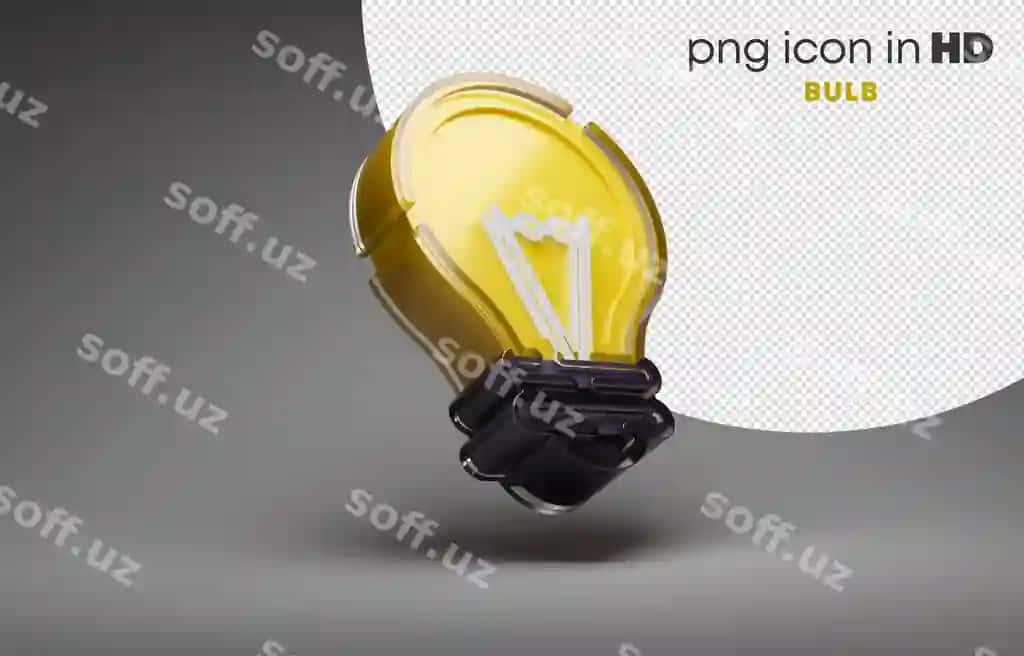To'g'ridan-to'g'ri yuqorida shaffof fon lampochkasi bilan 3D belgisi | 3d icon with transparent background bulb right up