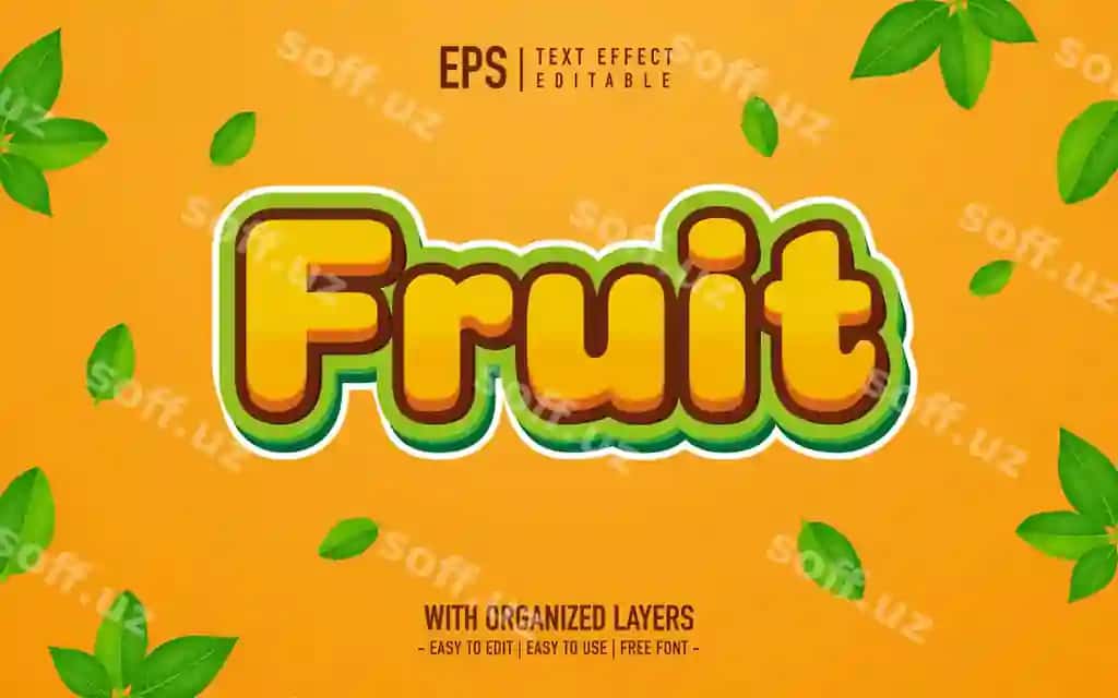 Yangi meva matn effekti 3d uslubi | Fresh fruit text effect 3d style 2