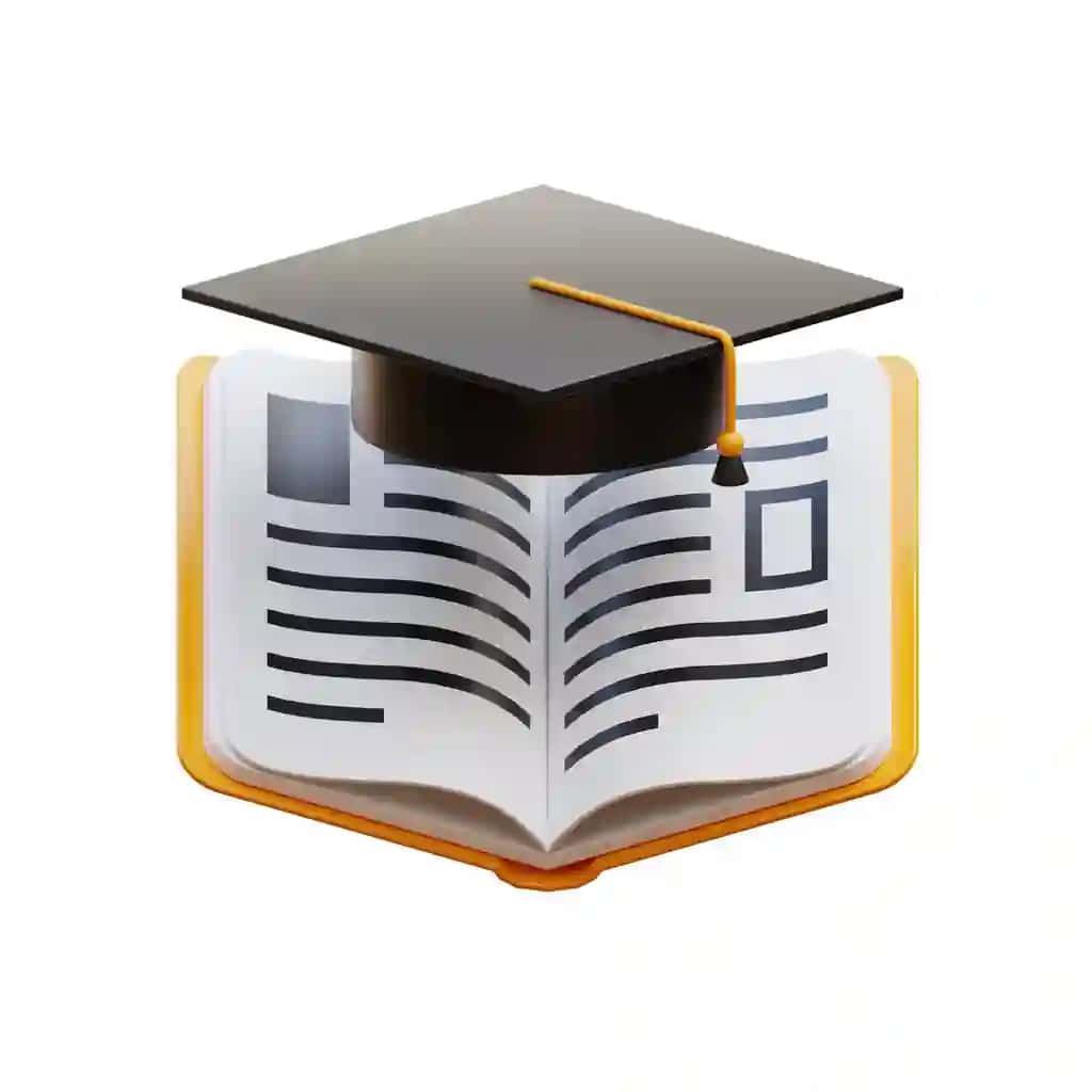 Bitiruv qalpoqchasi bilan kitob | Book with graduation cap top it