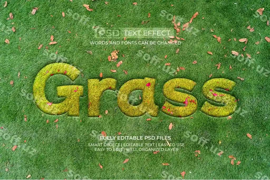 O't bargi matn effekti | Grass leaf text effect